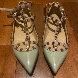Studded Green and Tan Women's Shoes